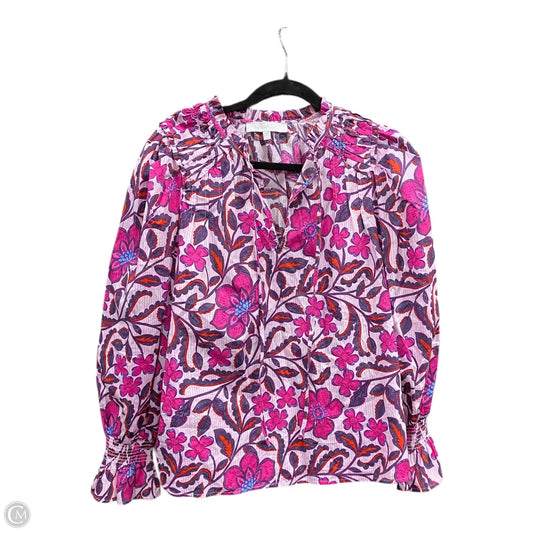 Blouse Long Sleeve By Sugar Lips In Blue & Pink, Size: M
