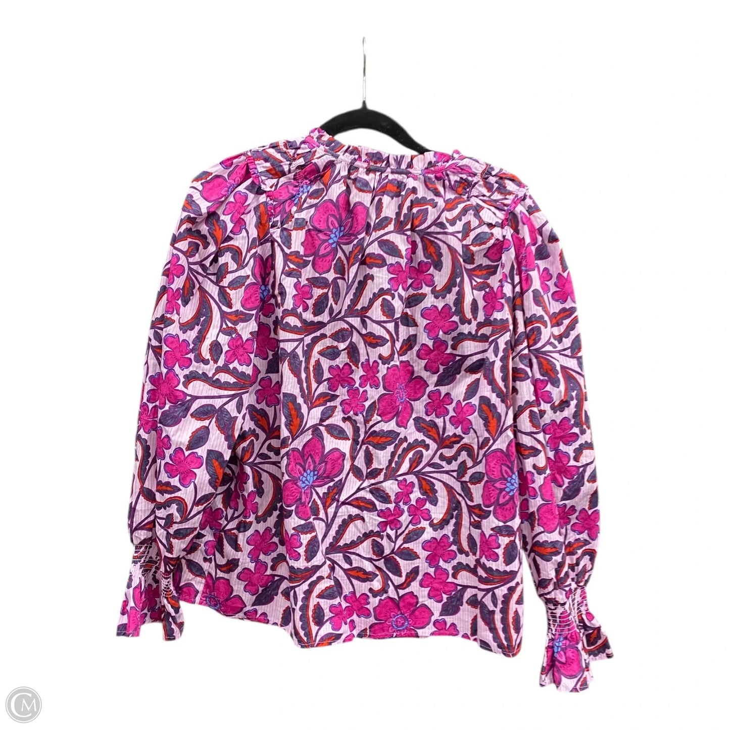 Blouse Long Sleeve By Sugar Lips In Blue & Pink, Size: M