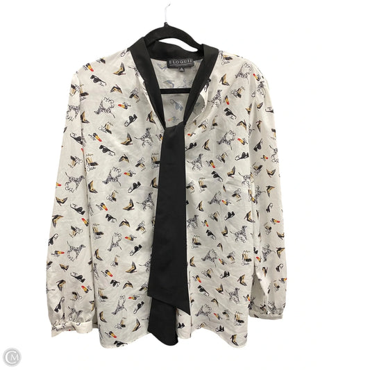 Blouse Long Sleeve By Eloquii In Black & White, Size: 16