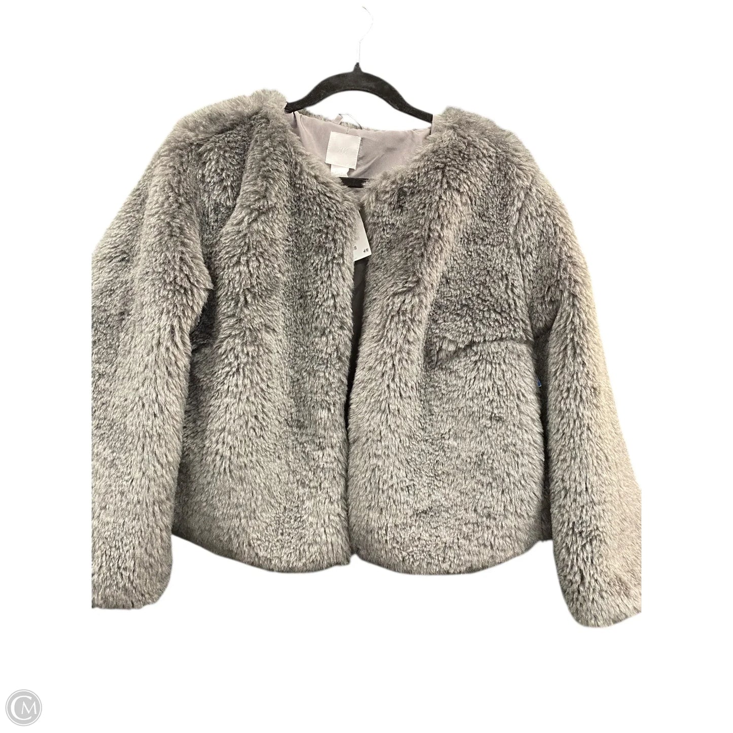 Coat Faux Fur & Sherpa By H&m In Grey, Size: Xxl