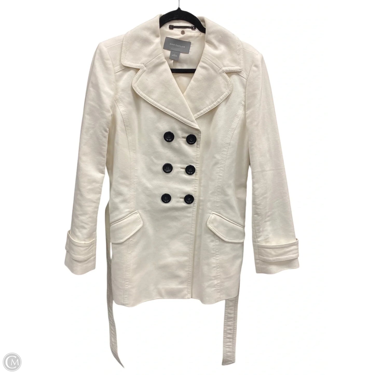 Coat Peacoat By Ann Taylor In Cream, Size: L