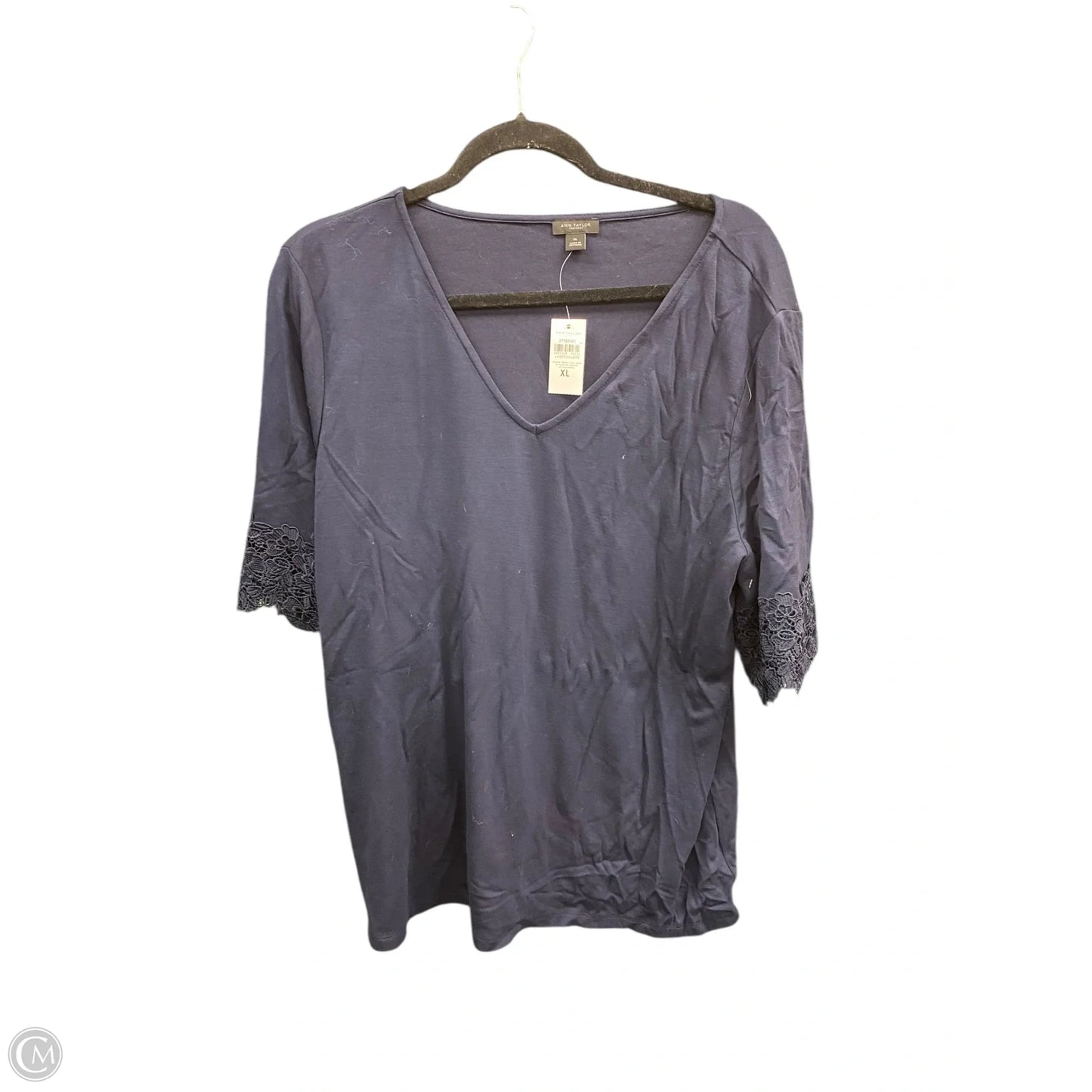 Top Short Sleeve By Ann Taylor In Navy, Size: Xl