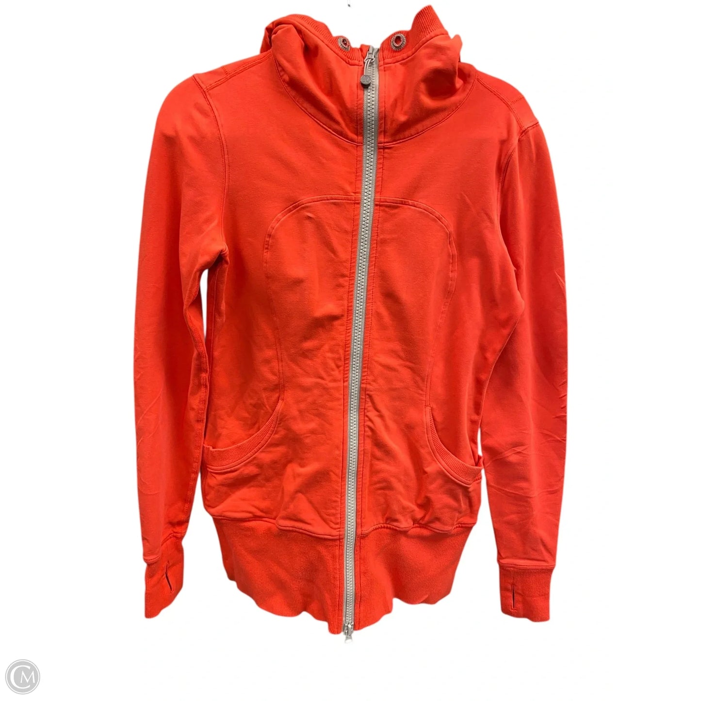 Athletic Jacket By Lululemon In Grey & Orange, Size: 8