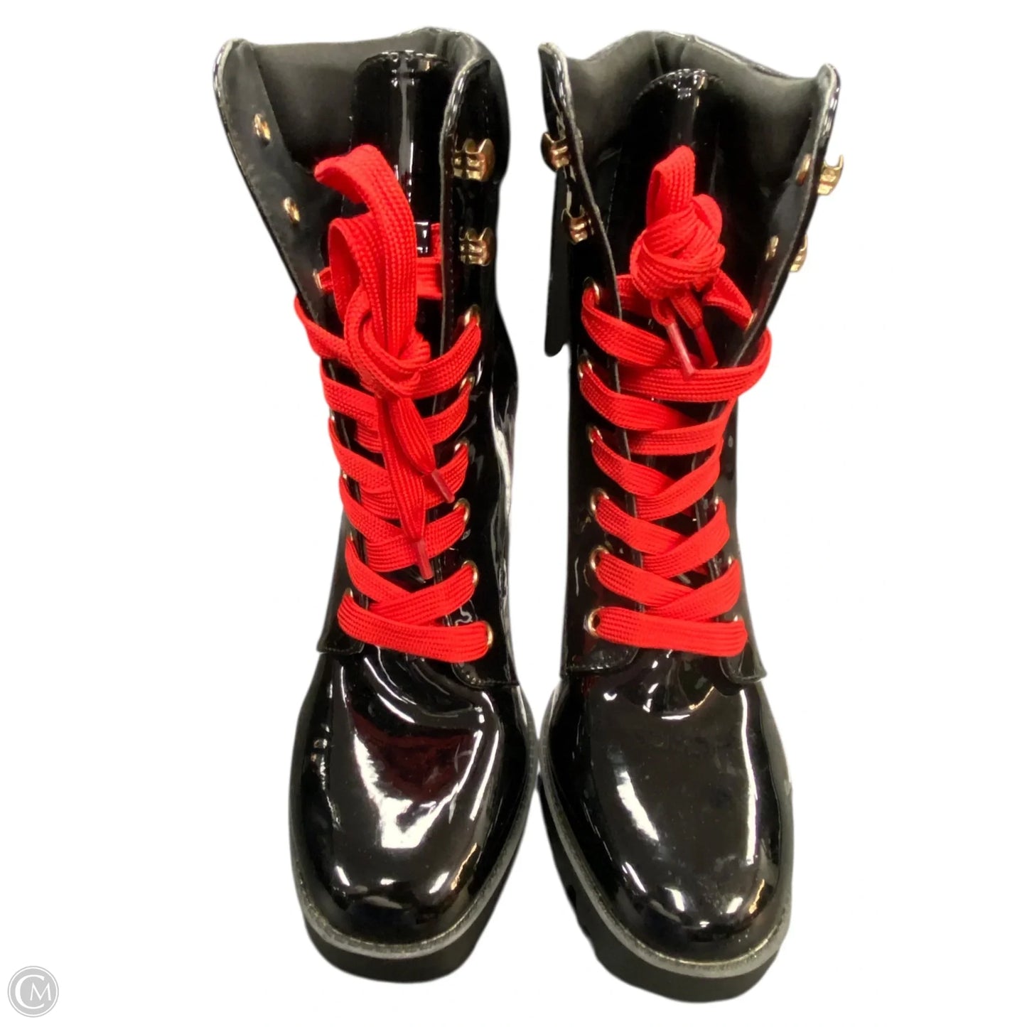 Boots Ankle Heels By Forever 21 In Black & Red, Size: 7.5