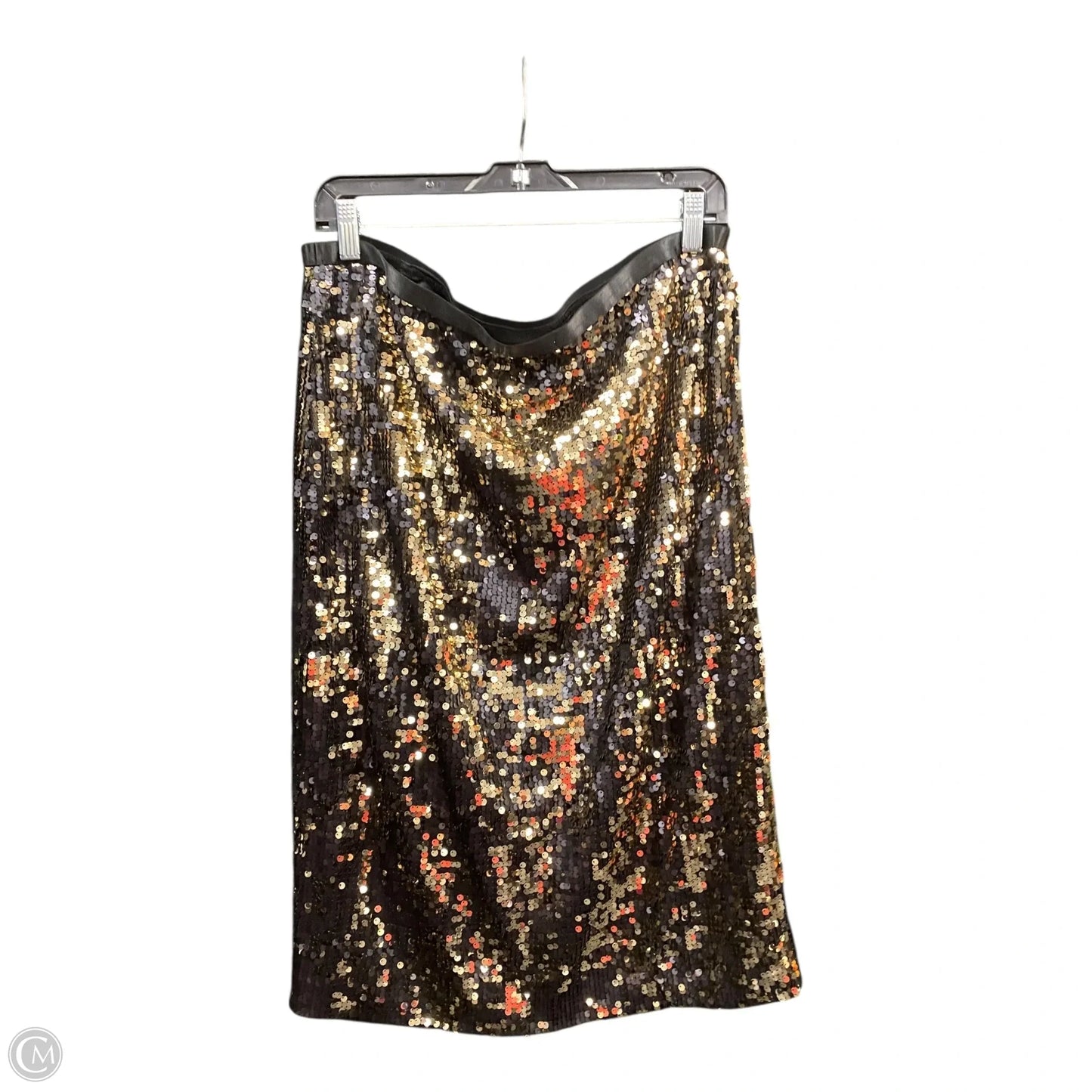 Skirt Midi By Nine West Apparel In Black & Gold, Size: Xl