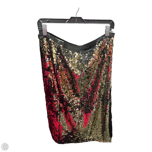 Skirt Midi By Nine West Apparel In Black & Gold, Size: Xl
