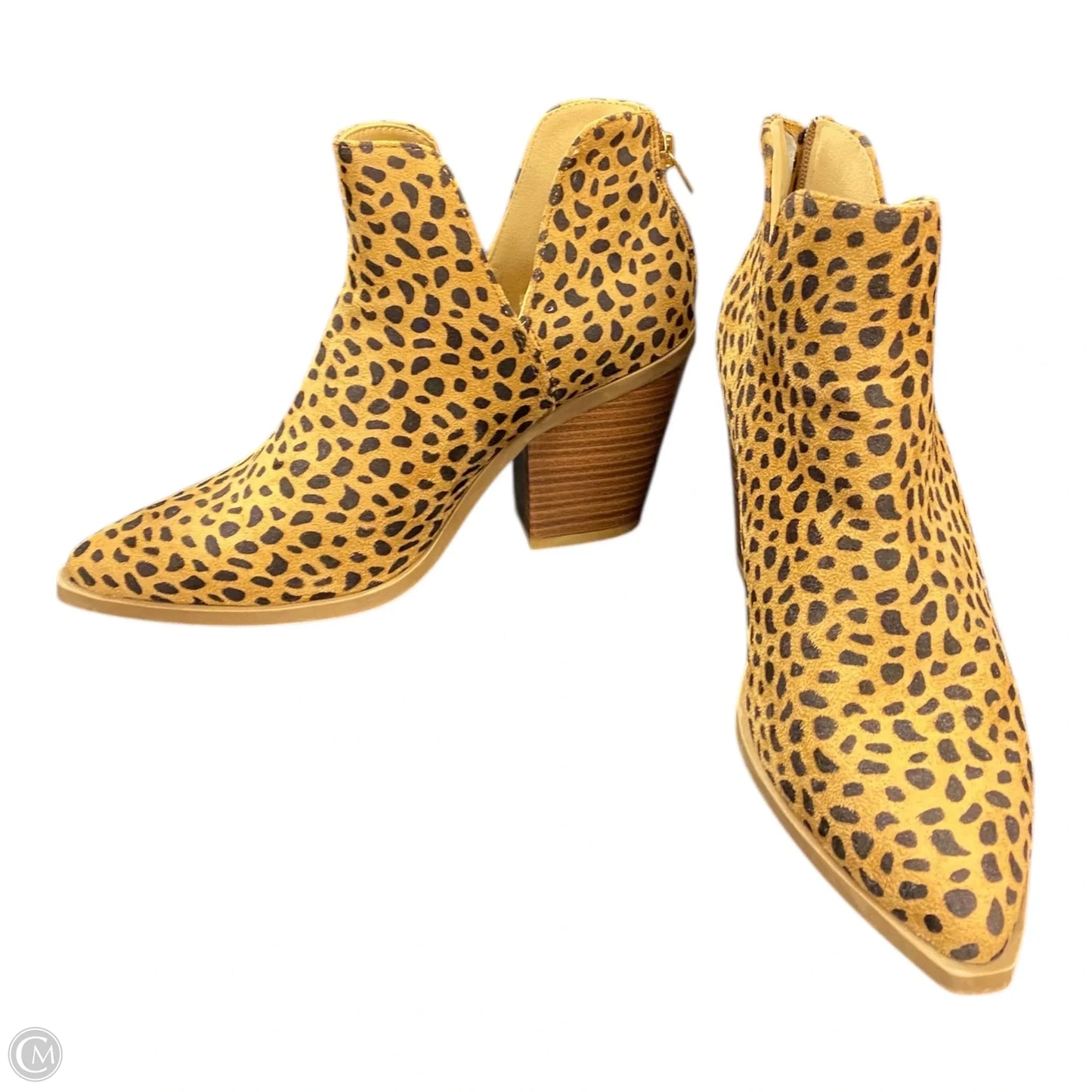 Boots Ankle Heels By Bamboo In Animal Print, Size: 9