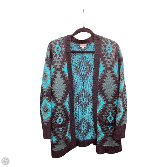 Sweater Cardigan By Woven Heart In Black & Green, Size: S