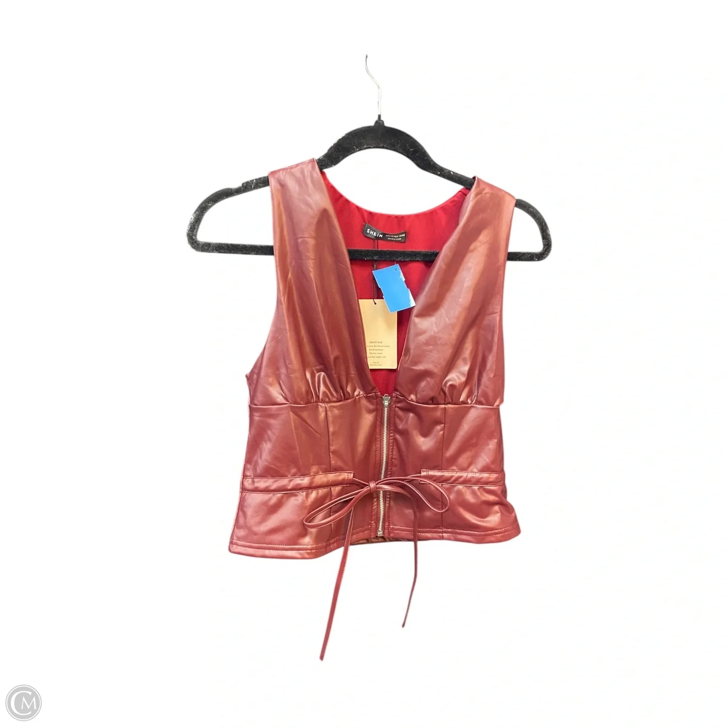Top Sleeveless By Shein In Maroon, Size: M