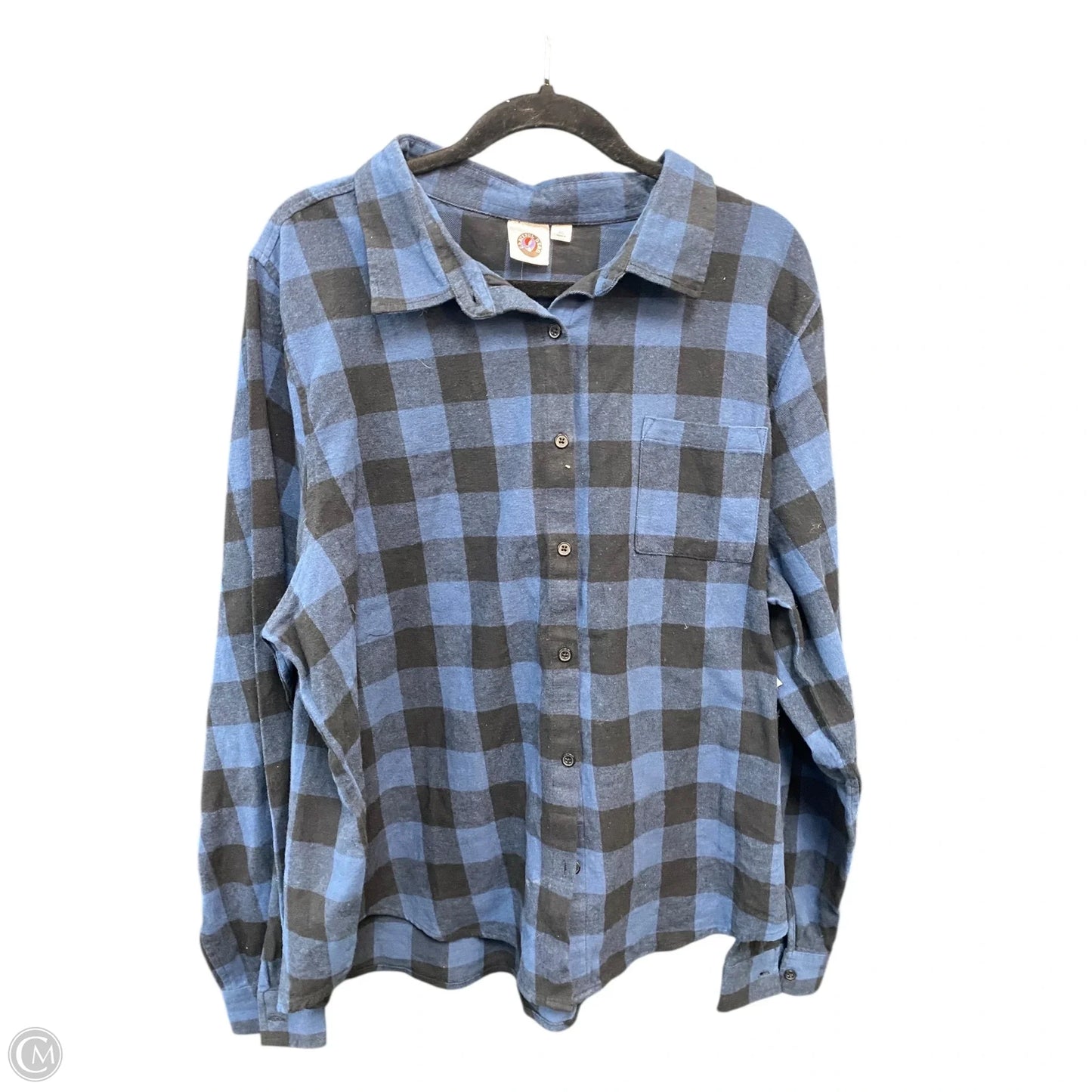 Blouse Long Sleeve By Clothes Mentor In Black & Blue, Size: Xxl