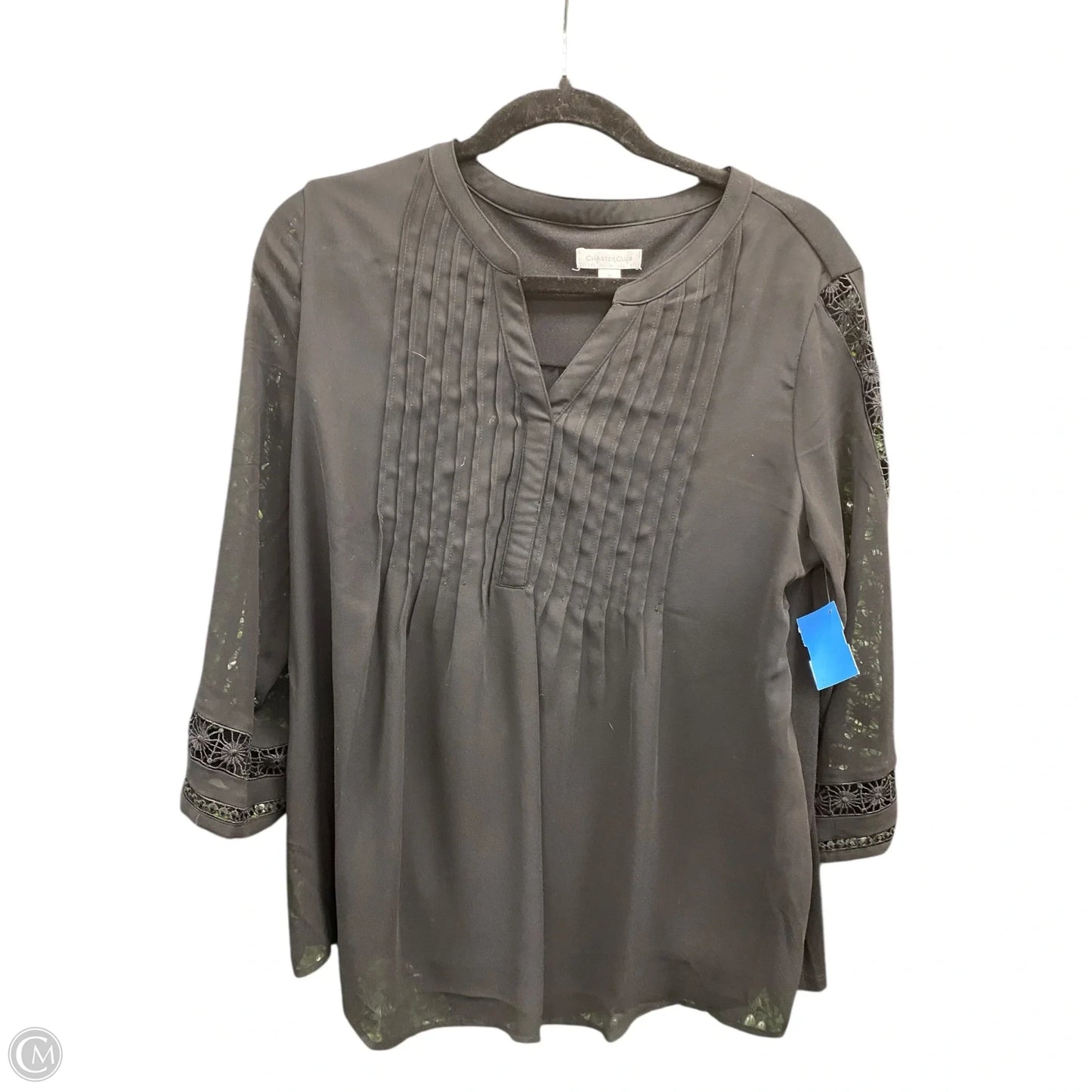 Blouse Long Sleeve By Charter Club In Black, Size: M