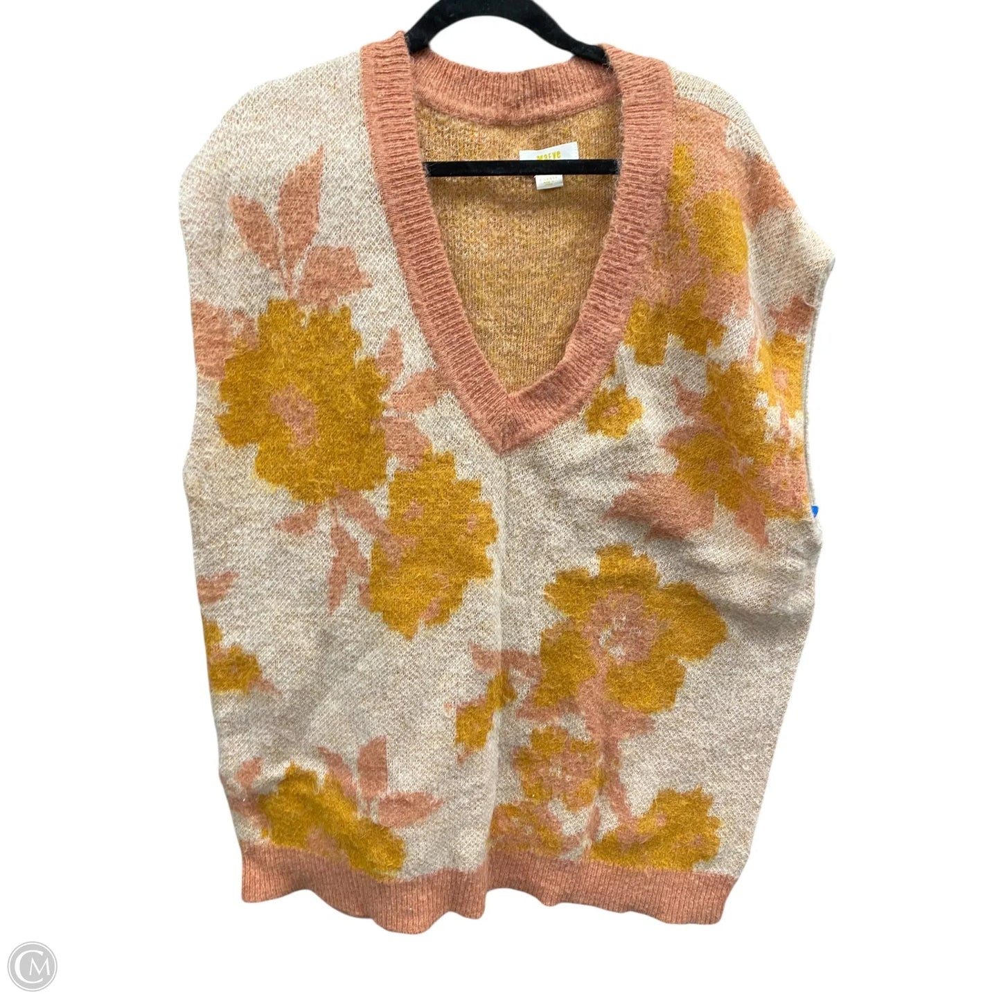 Vest Sweater By Maeve In Orange & Yellow, Size: Xl