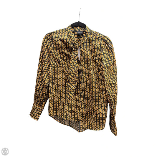 Blouse Long Sleeve By Who What Wear In Black & Gold, Size: S