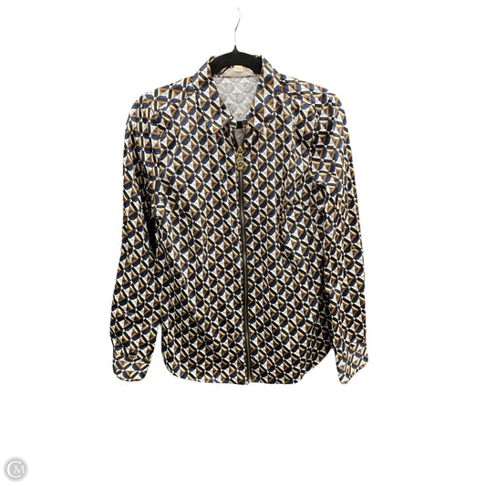 Blouse Long Sleeve By Michael By Michael Kors In Blue & Brown, Size: 10