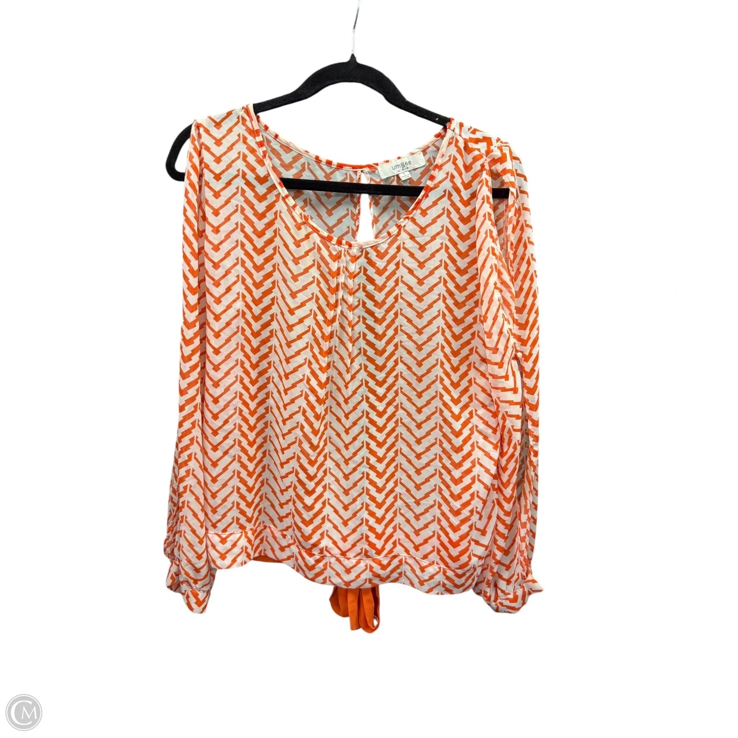 Blouse Long Sleeve By Umgee In Orange & White, Size: L