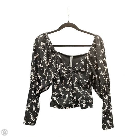 Blouse Long Sleeve By Anthropologie In Black & White, Size: Xs