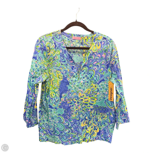 Blouse Designer By Lilly Pulitzer In Blue & Green, Size: M