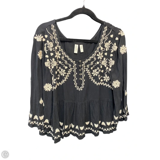 Blouse 3/4 Sleeve By Meadow Rue In Black & Cream, Size: M