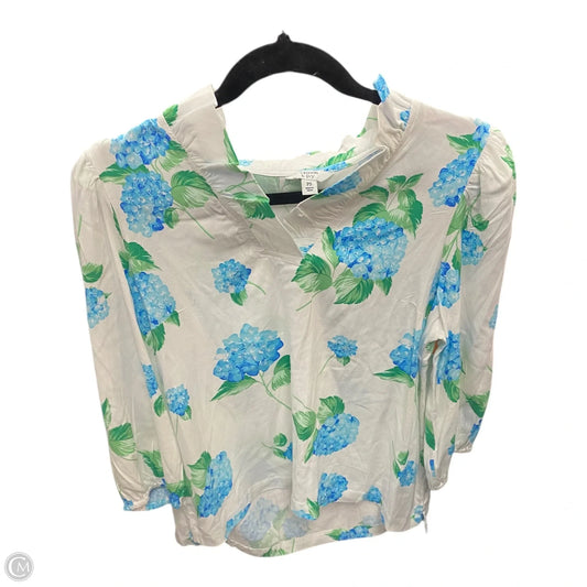Blouse Long Sleeve By Crown And Ivy In Blue & White, Size: Sp