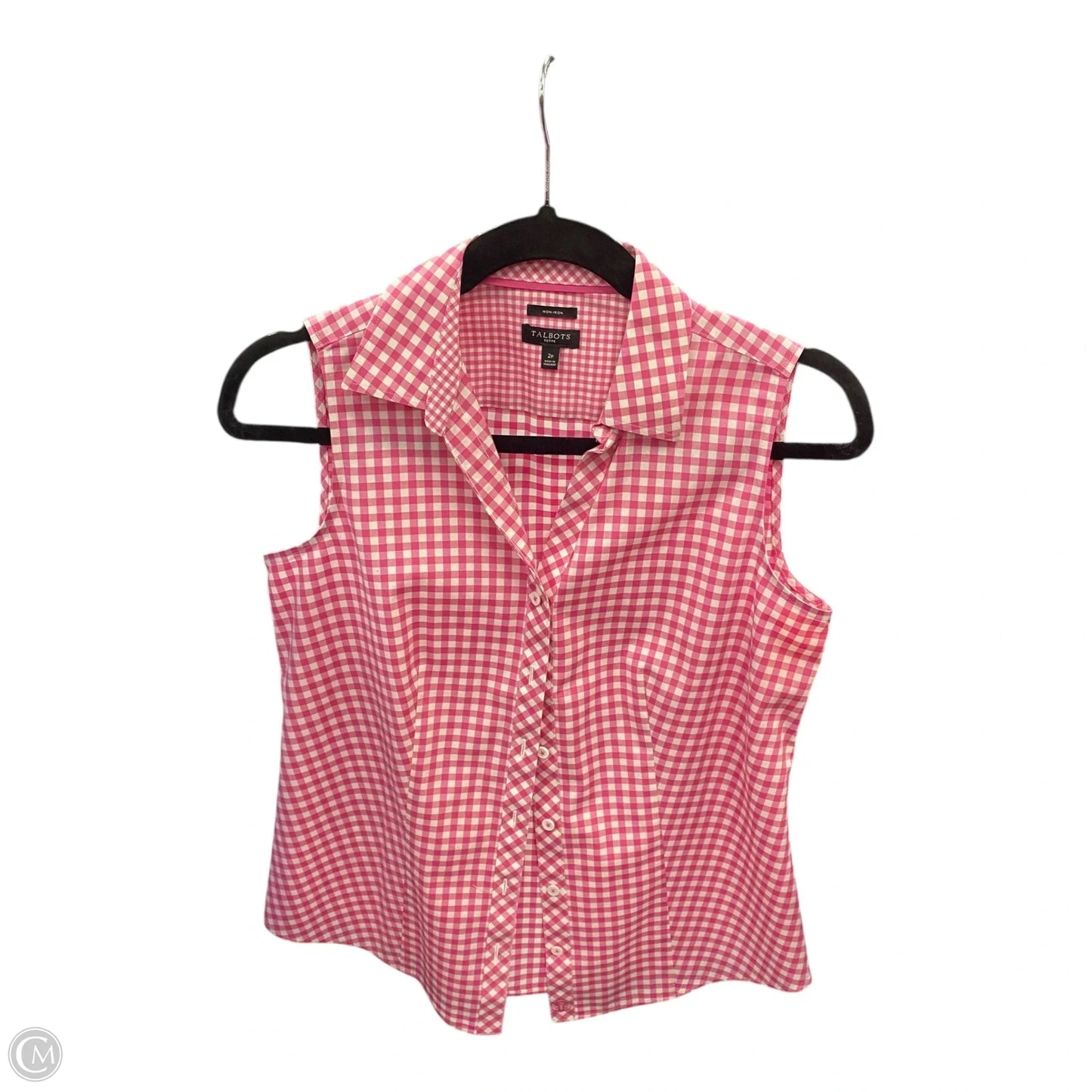 Blouse Sleeveless By Talbots In Pink & White, Size: 2p