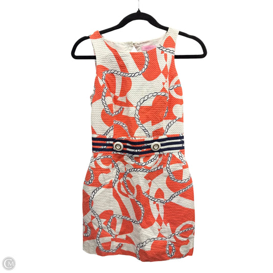 Dress Designer By Lilly Pulitzer In Orange & White, Size: 2