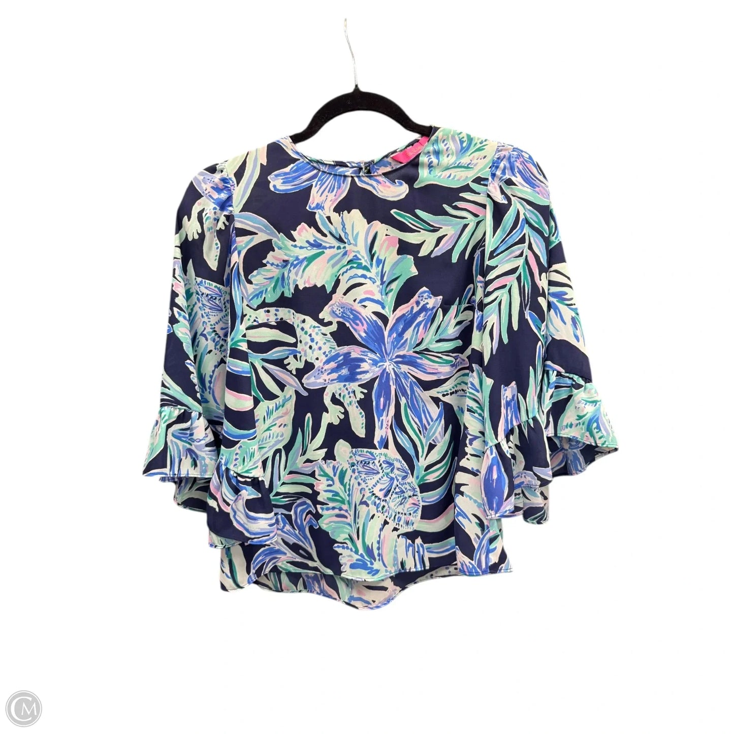 Blouse Designer By Lilly Pulitzer In Blue & Pink, Size: Xxs