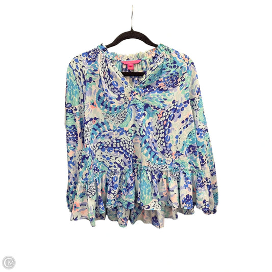 Blouse Designer By Lilly Pulitzer In Blue & Green, Size: Xxs