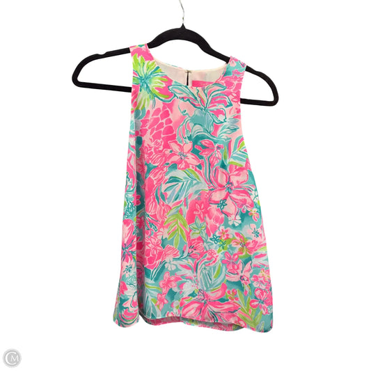 Top Sleeveless Designer By Lilly Pulitzer In Green & Pink, Size: Xs