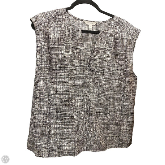 Blouse Short Sleeve By Banana Republic In Black & White, Size: L