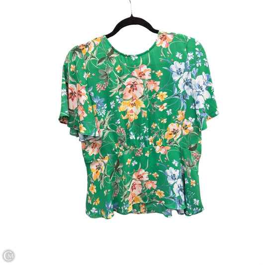 Blouse Short Sleeve By Loft In Green & Pink, Size: 4