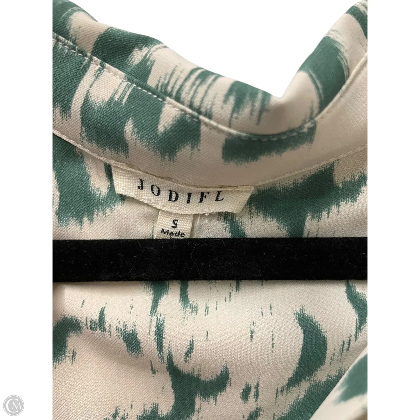 Blouse Short Sleeve By Jodifl In Cream & Green, Size: S