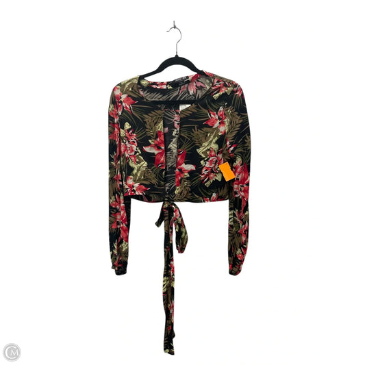 Blouse Long Sleeve By Fashion Nova In Black & Red, Size: L