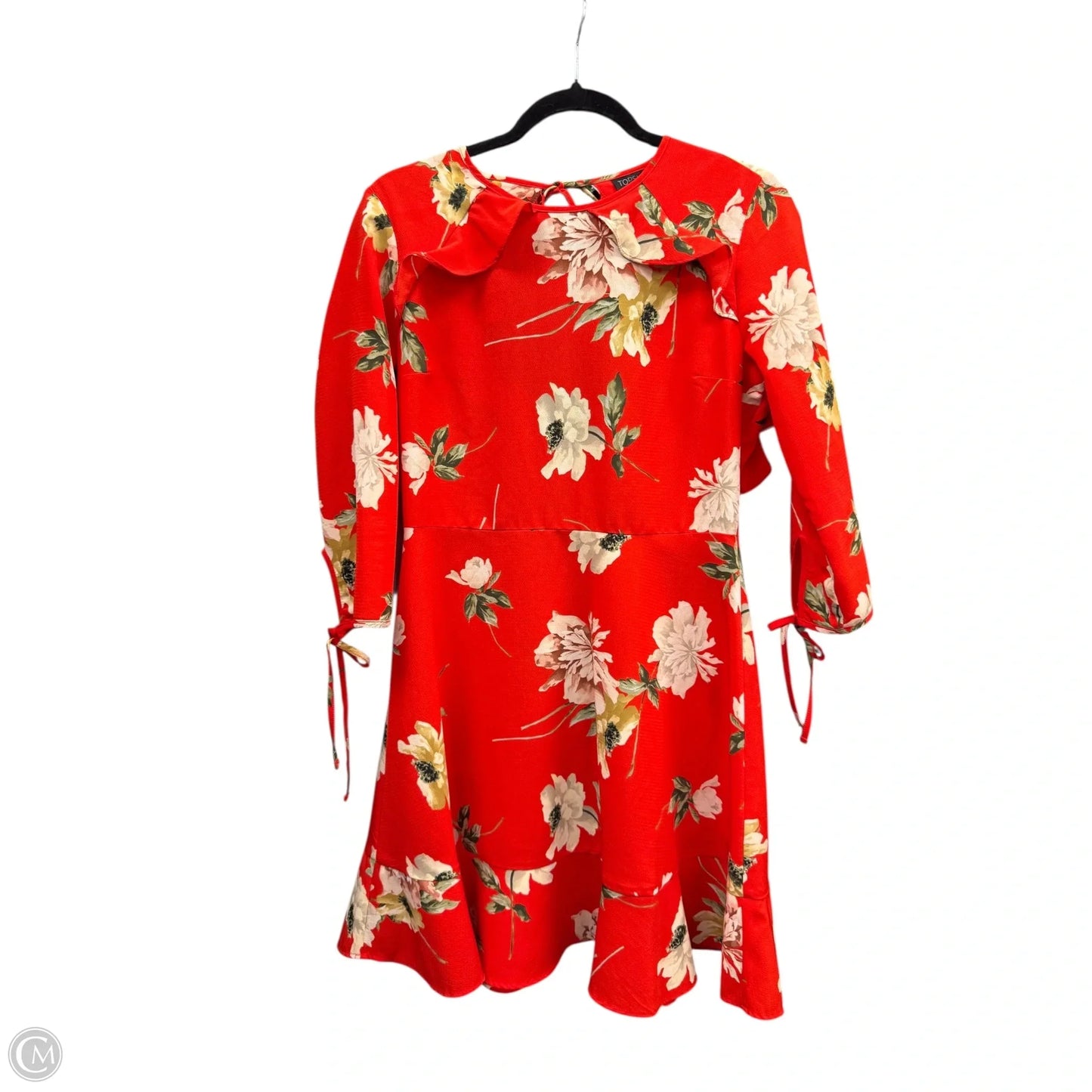 Dress Casual Short By Top Shop In Orange & White, Size: 8