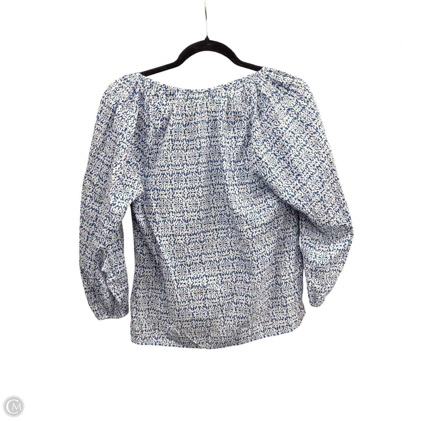 Blouse 3/4 Sleeve By J. Crew In Blue & White, Size: Xs