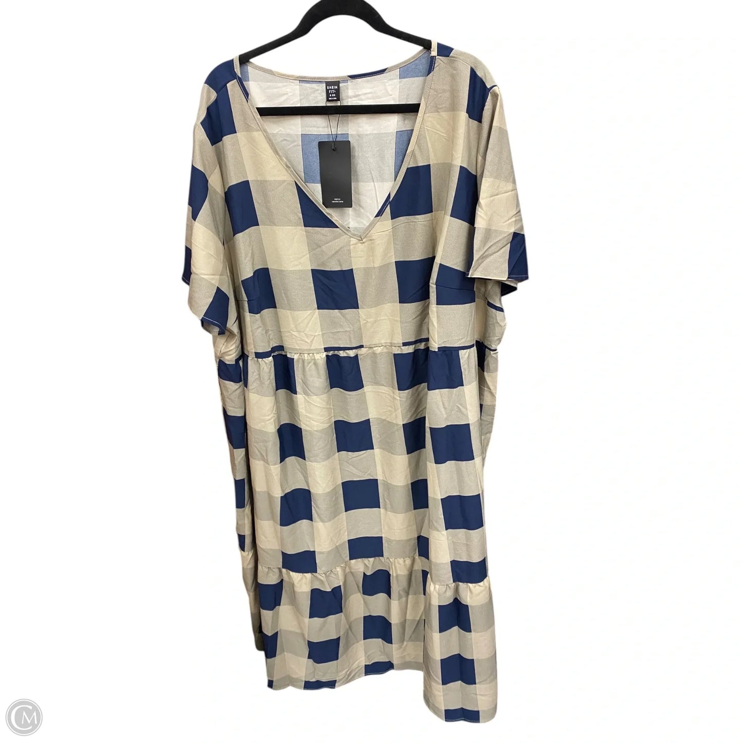 Dress Casual Midi By Shein In Blue & Tan, Size: 3x