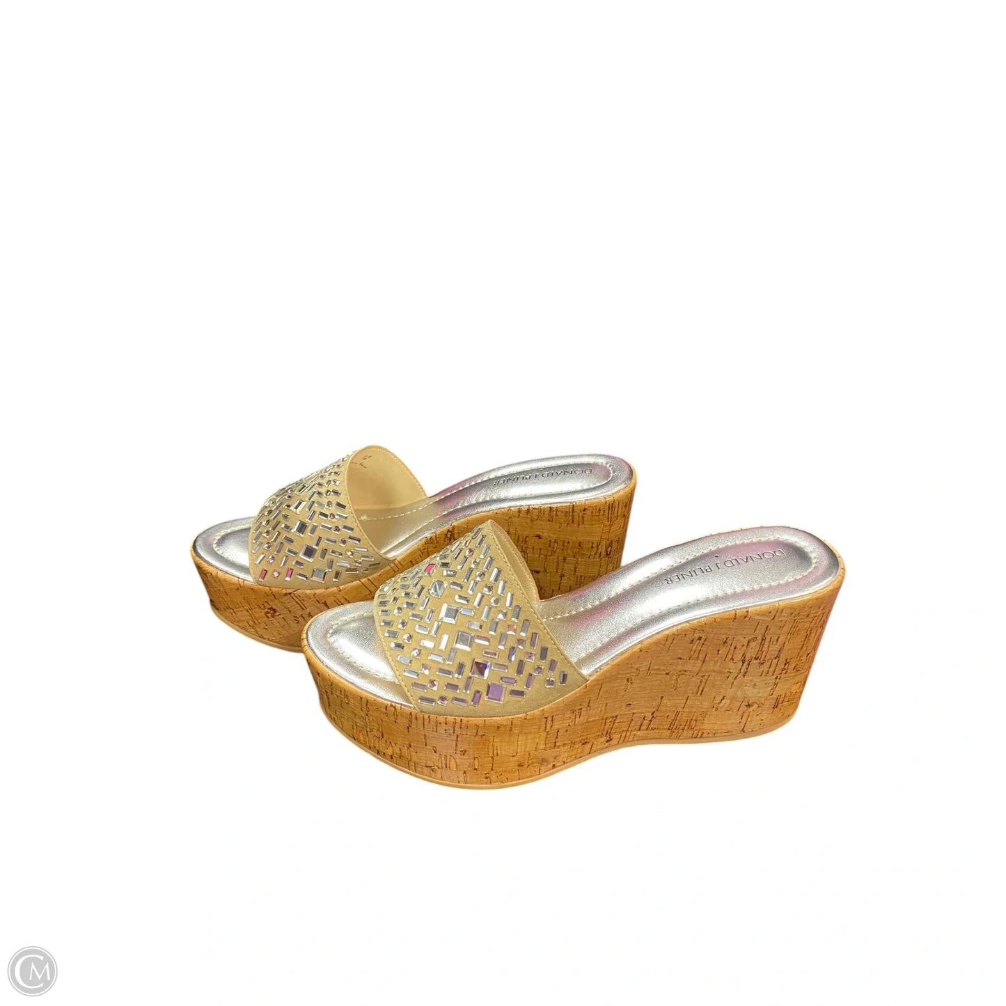 Sandals Heels Wedge By Donald Pliner In Tan & White, Size: 7.5