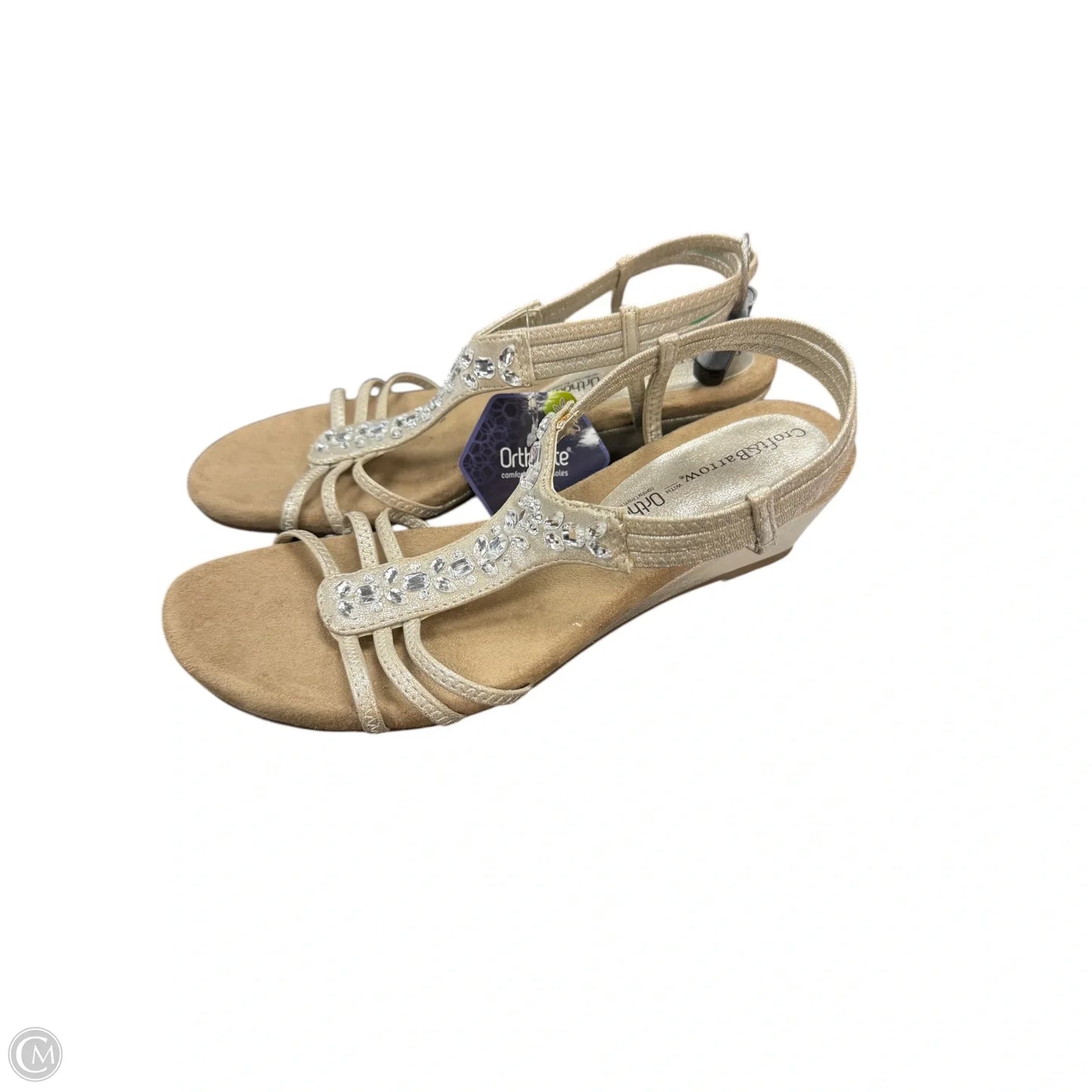 Sandals Heels Wedge By Croft And Barrow In Gold & Silver, Size: 8