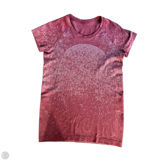 Athletic Top Short Sleeve By Lululemon In Pink, Size: L