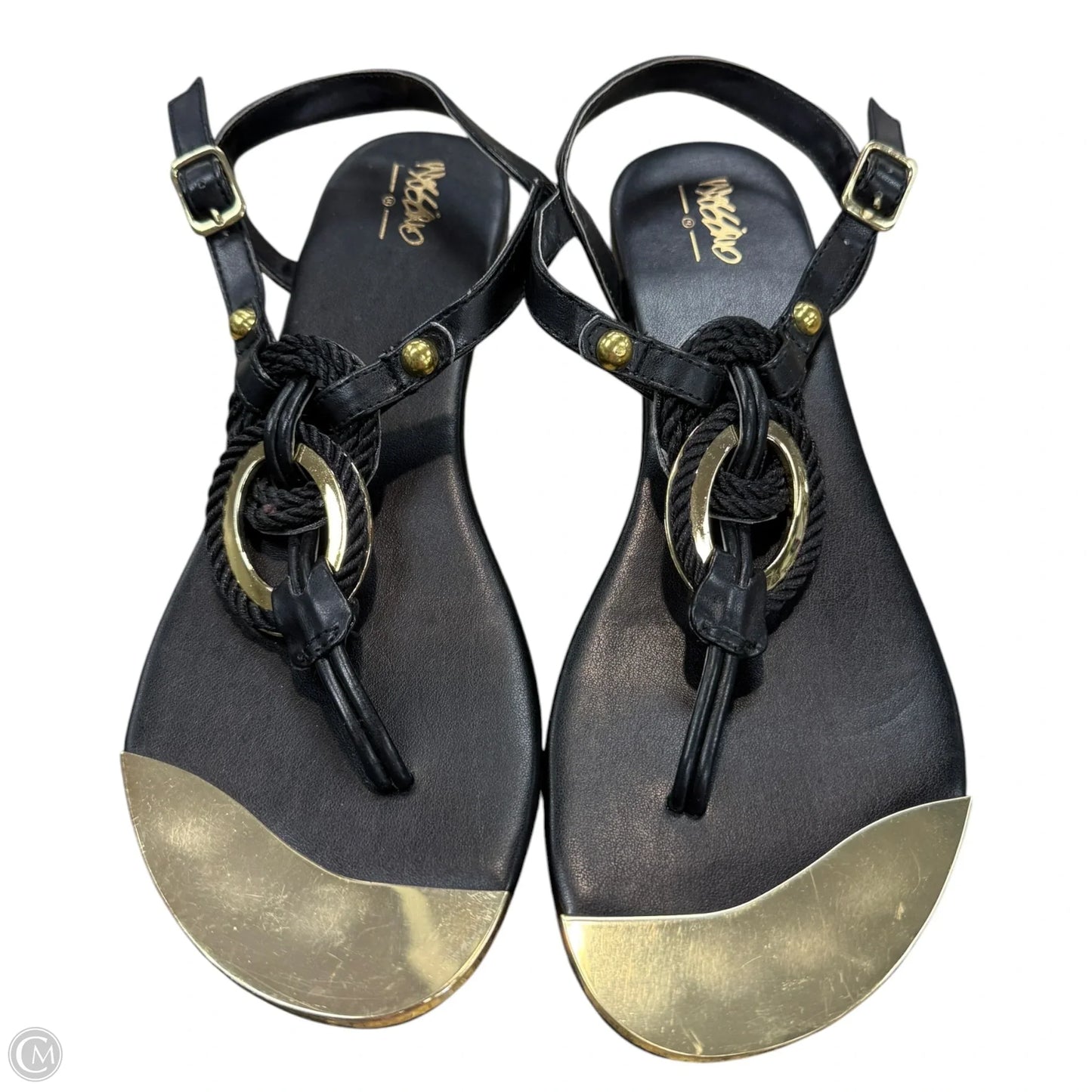 Sandals Flats By Mossimo In Black & Gold, Size: 9