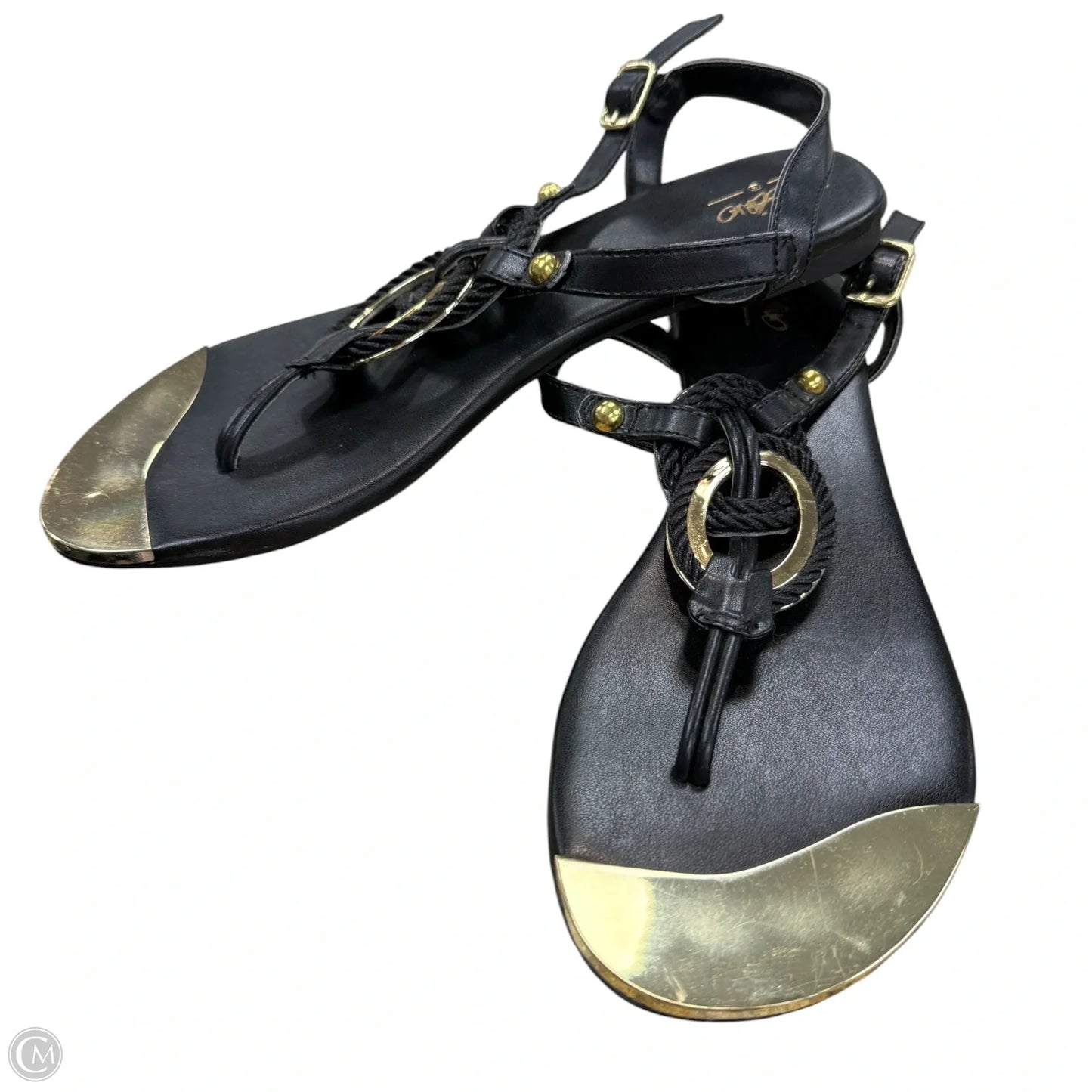 Sandals Flats By Mossimo In Black & Gold, Size: 9