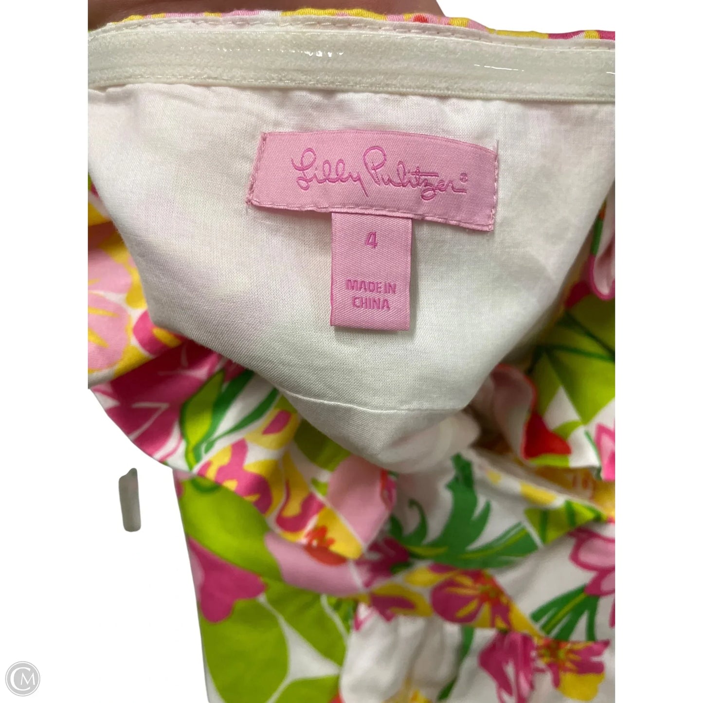Dress Designer By Lilly Pulitzer In Green & Pink, Size: 4