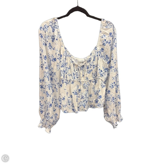 Blouse Long Sleeve By Torrid In Blue & White, Size: 1x