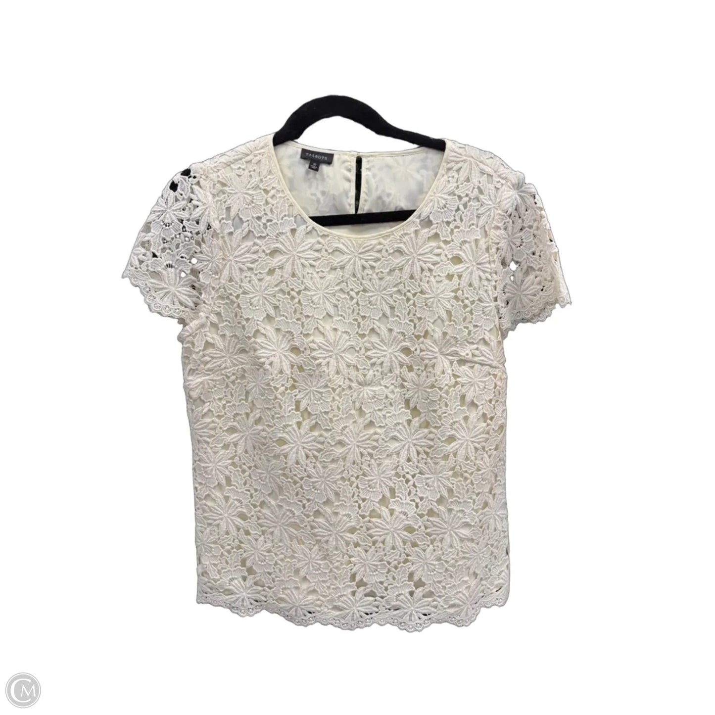 Blouse Short Sleeve By Talbots In Cream, Size: 10