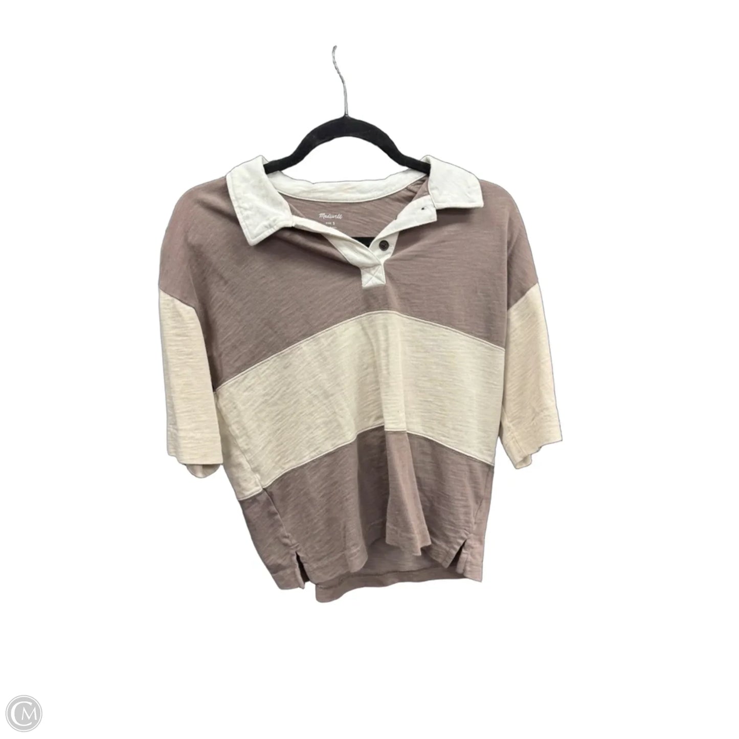 Top Short Sleeve By Madewell In Brown & Cream, Size: S
