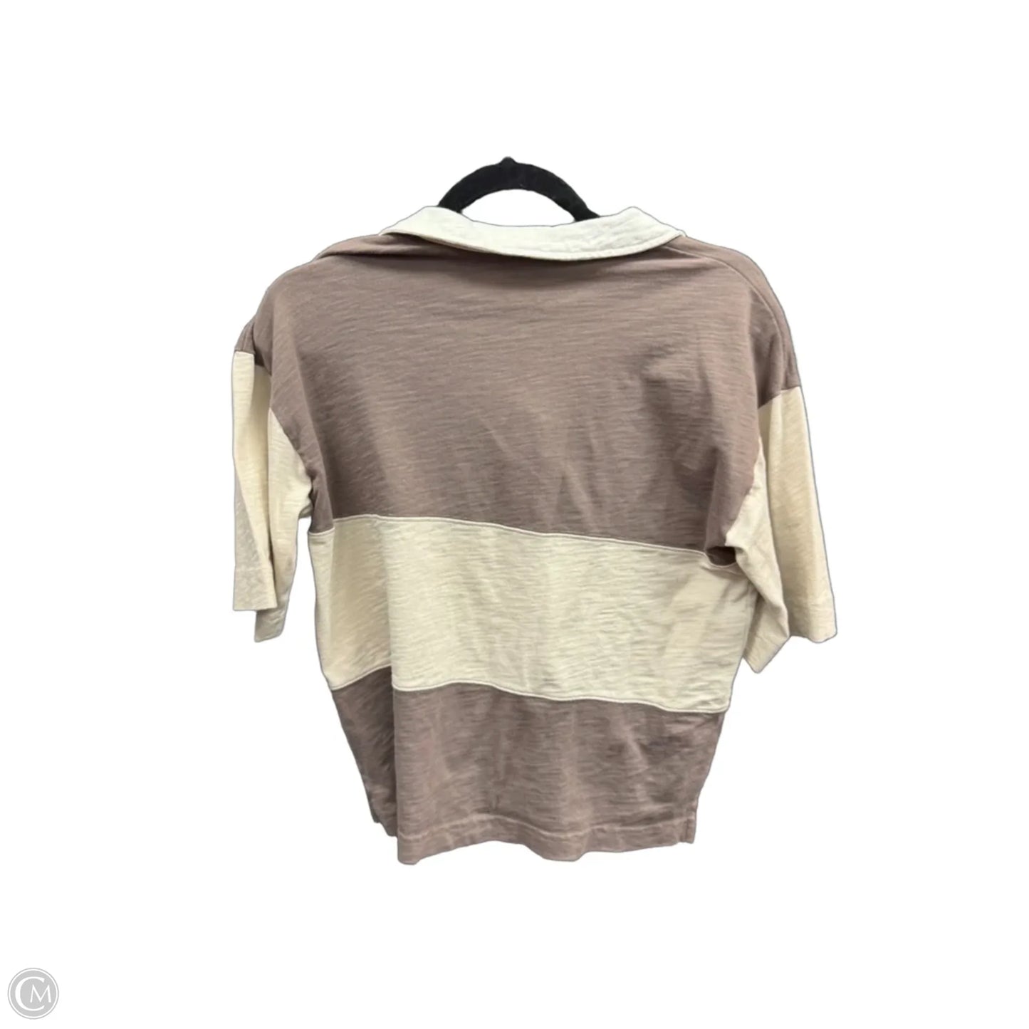 Top Short Sleeve By Madewell In Brown & Cream, Size: S