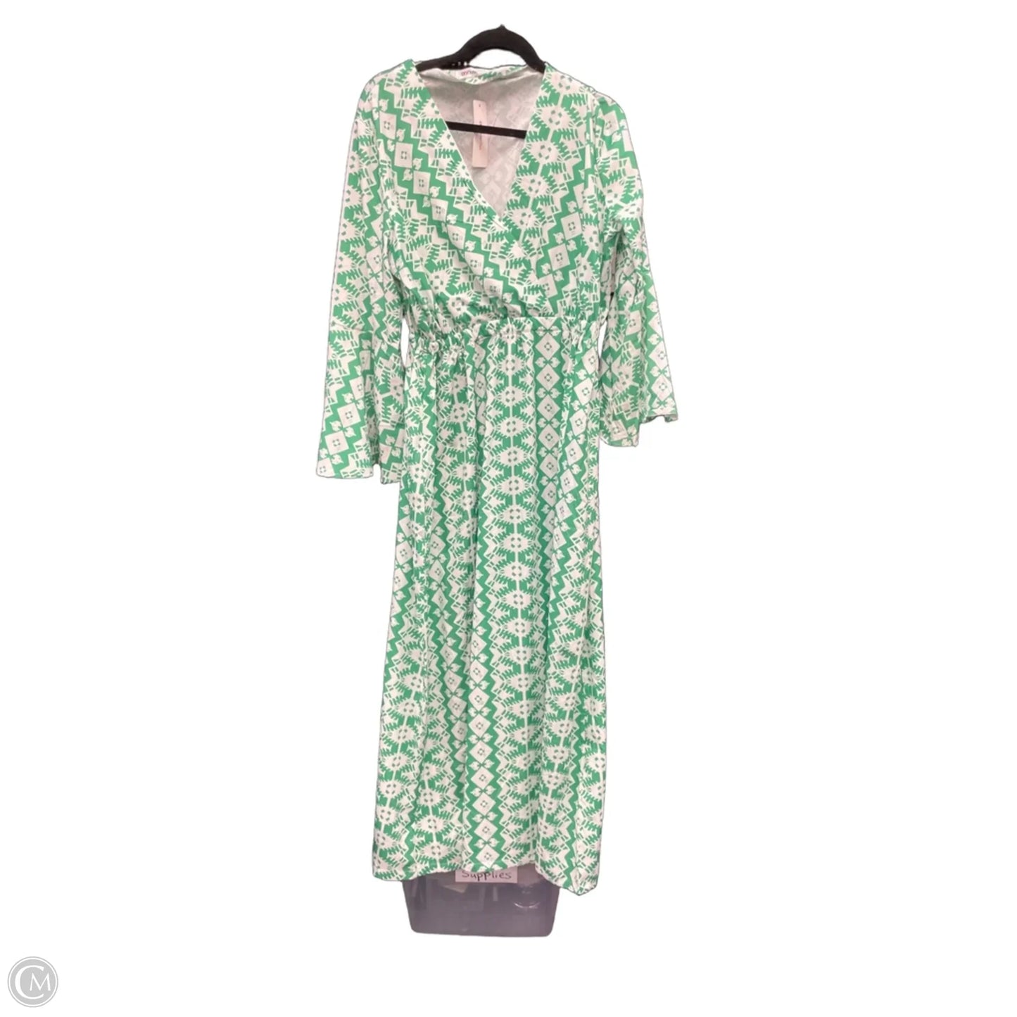Dress Casual Maxi By Clothes Mentor In Green & White, Size: 2x
