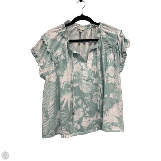 Top Short Sleeve By Wonderly In Green & White, Size: 3x
