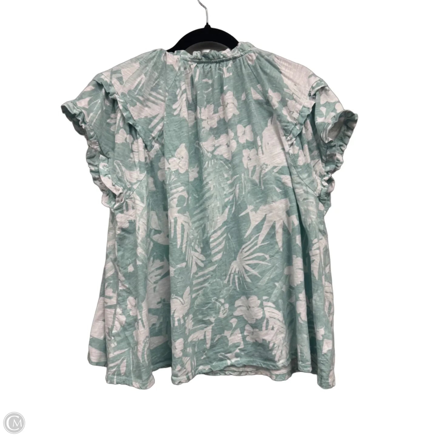 Top Short Sleeve By Wonderly In Green & White, Size: 3x