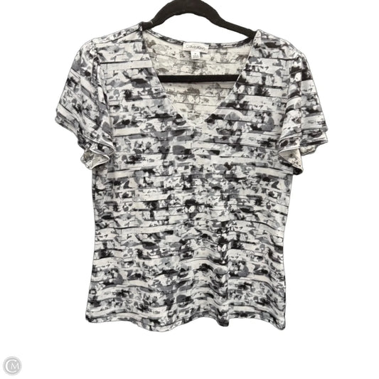 Top Short Sleeve By Calvin Klein In Black & White, Size: M