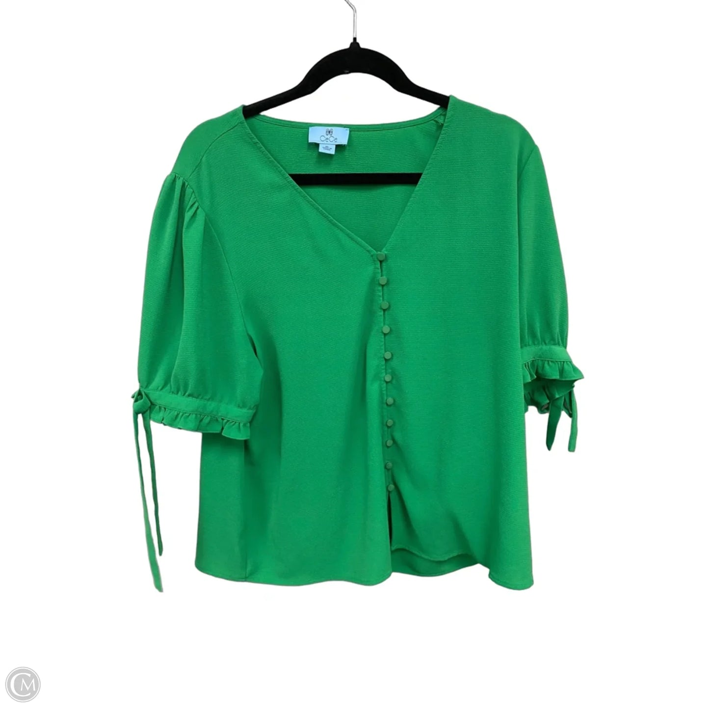 Blouse Short Sleeve By Cece In Green, Size: Xl